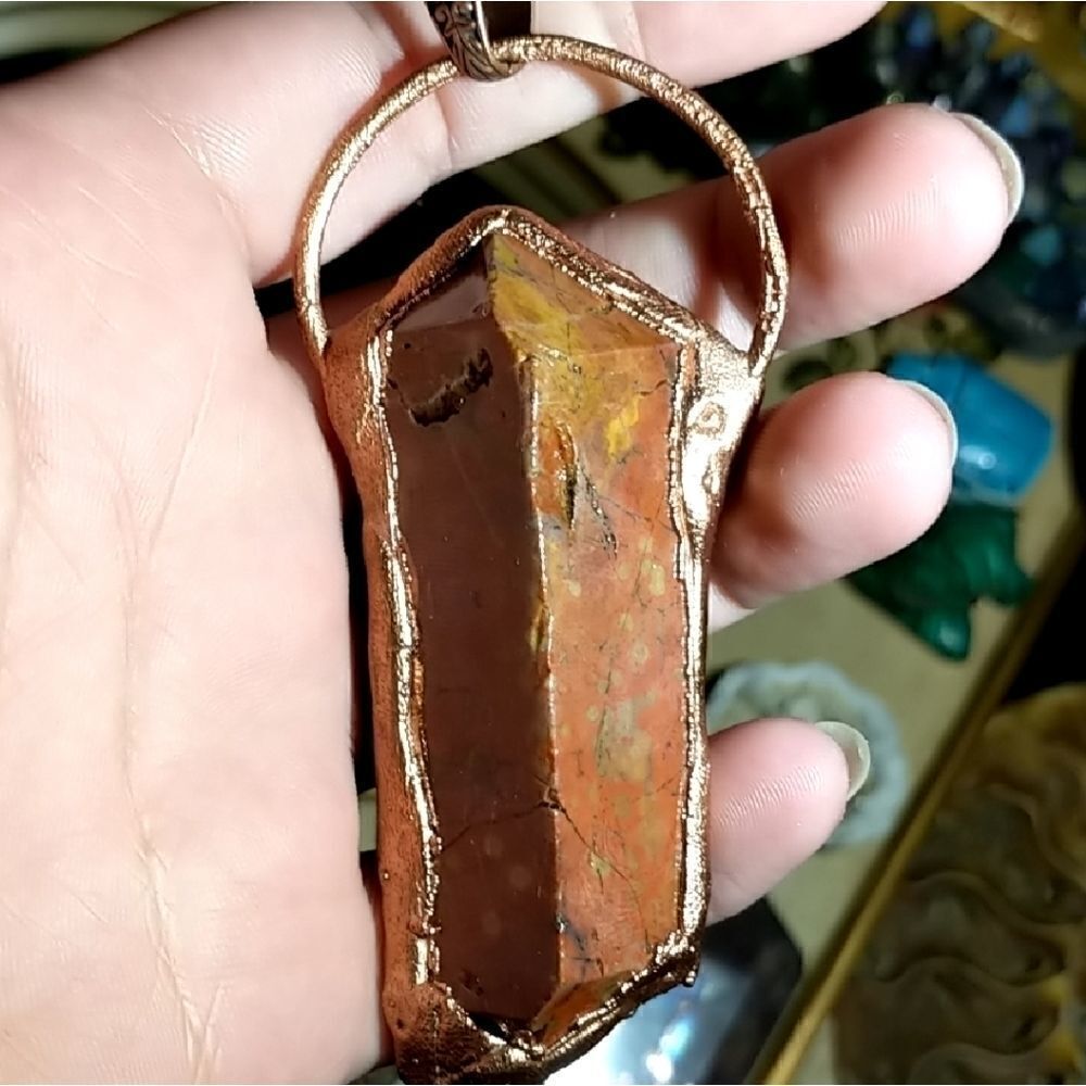 'Deseo' Reversible Jasper & Agate Copper Amulet - Picture 3 of 6